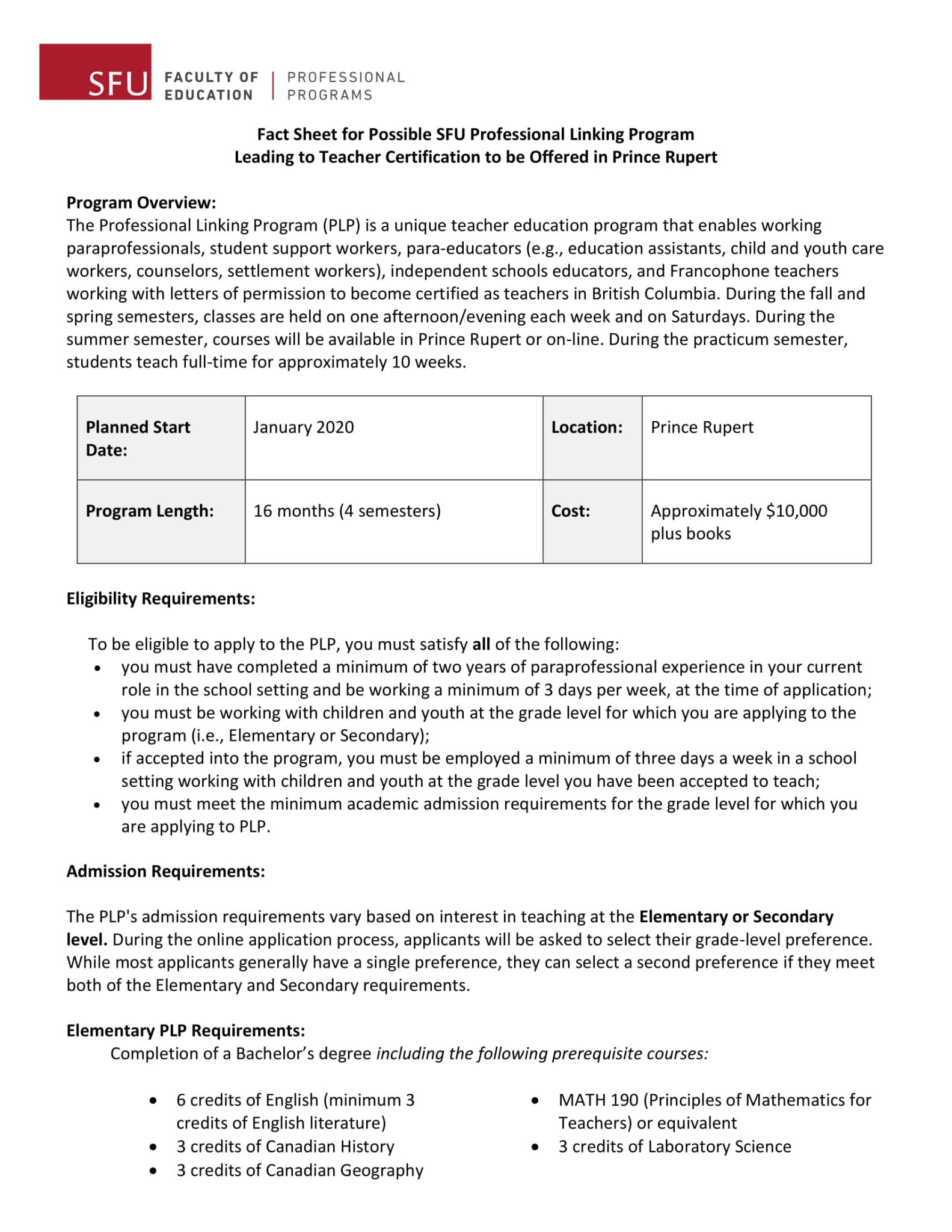 Professional Linking Program | SD52 Website