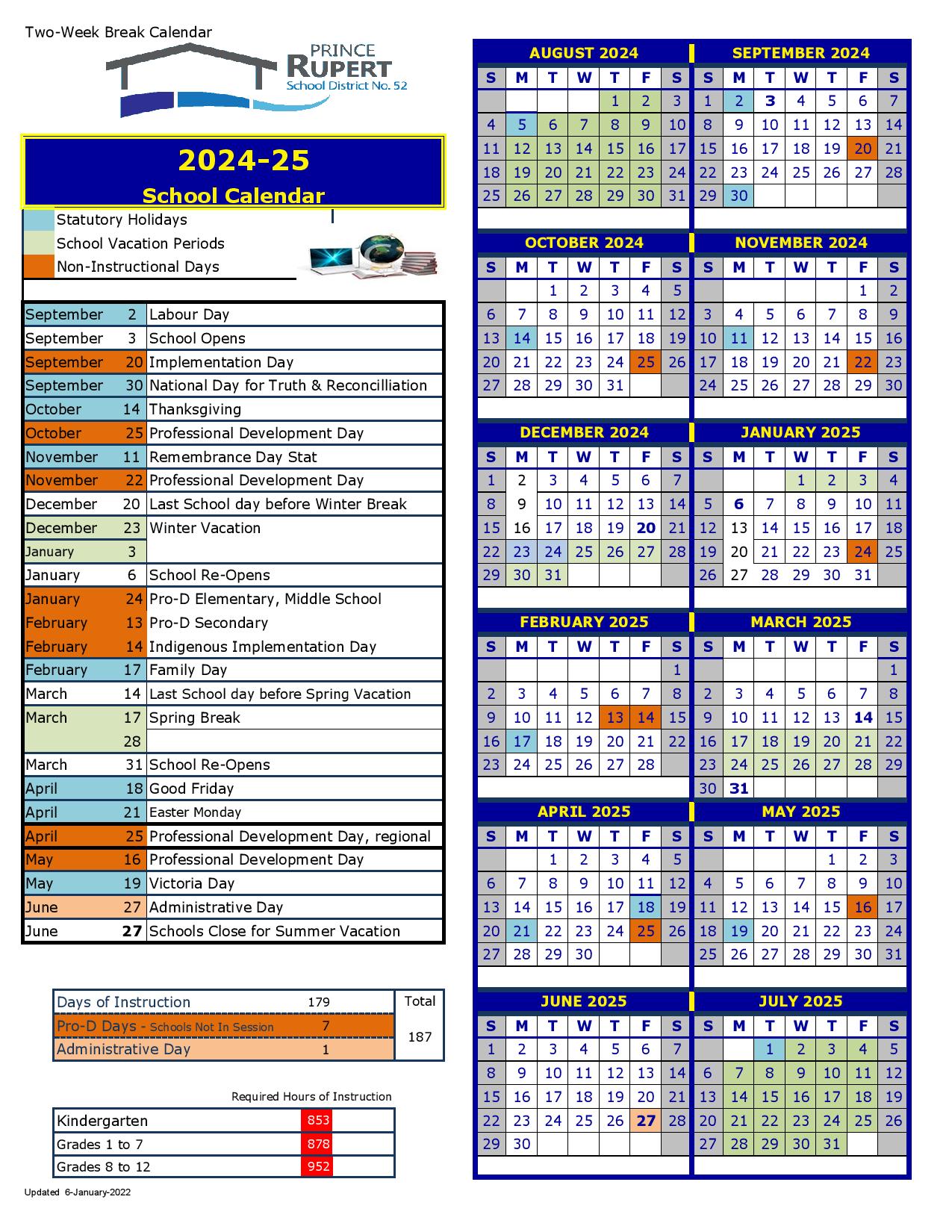 District School Calendar – School District 52