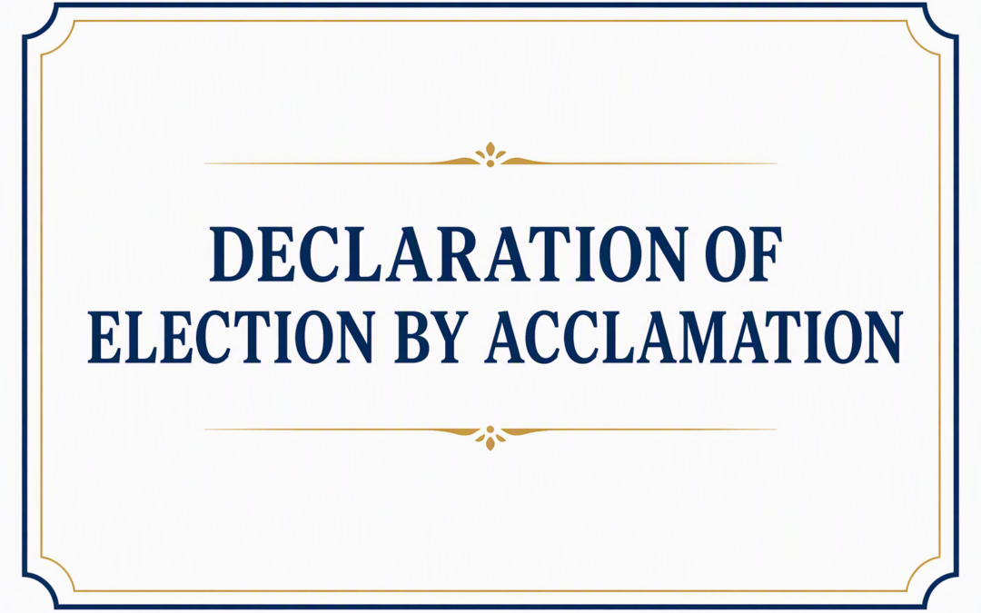 Declaration of election by acclamation